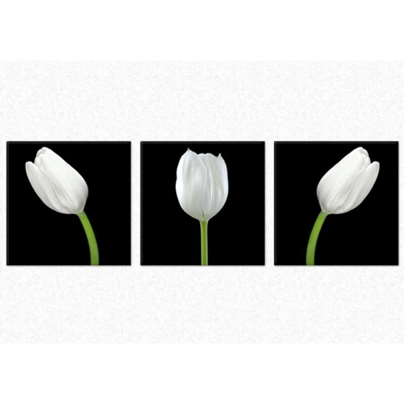 Set tablou fosforescent Lalele albe 30x30 cm