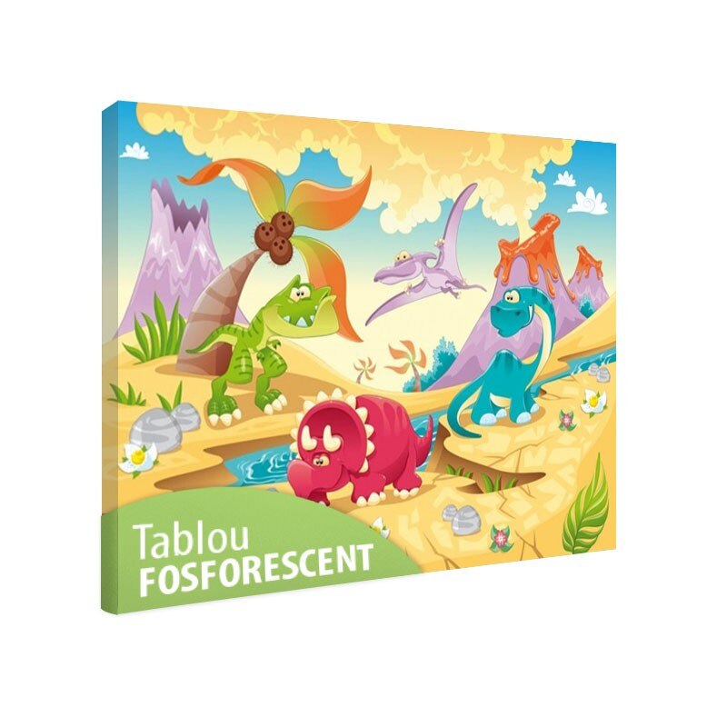 Tablou fosforescent Dinozauri 52x90 cm