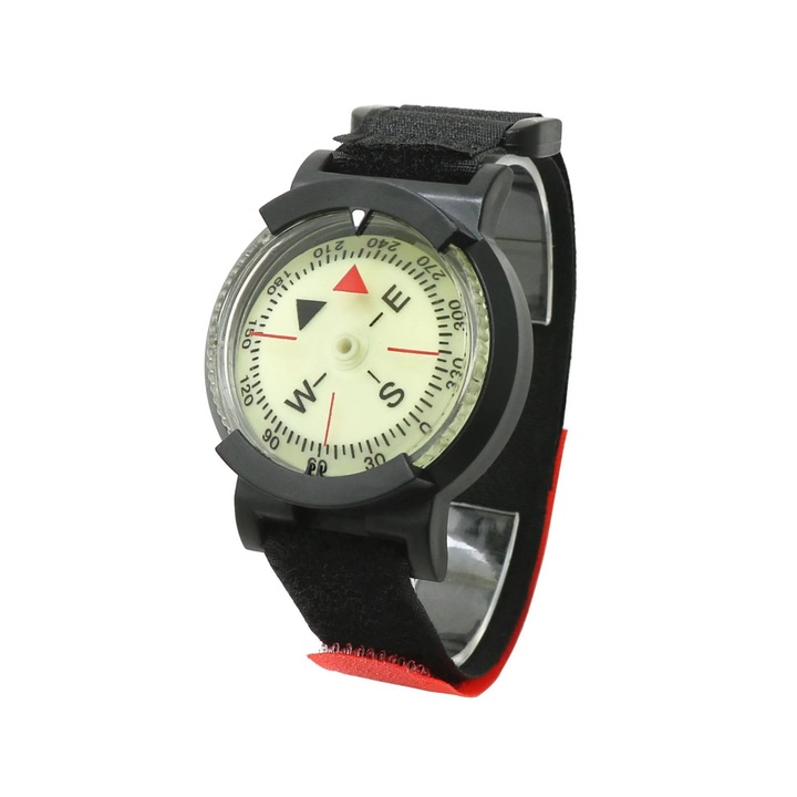 Светещ компас за гмуркане, дизайн на часовник, водоустойчив, дълбочина 50 м, лек, за дейности на открито