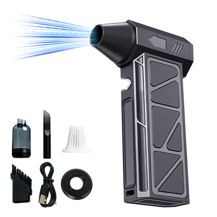 Suflanta si aspirator 2-in-1, 130000 RPM, 8000 mAh, 4 viteze, negru, 8x3.5x13.5cm