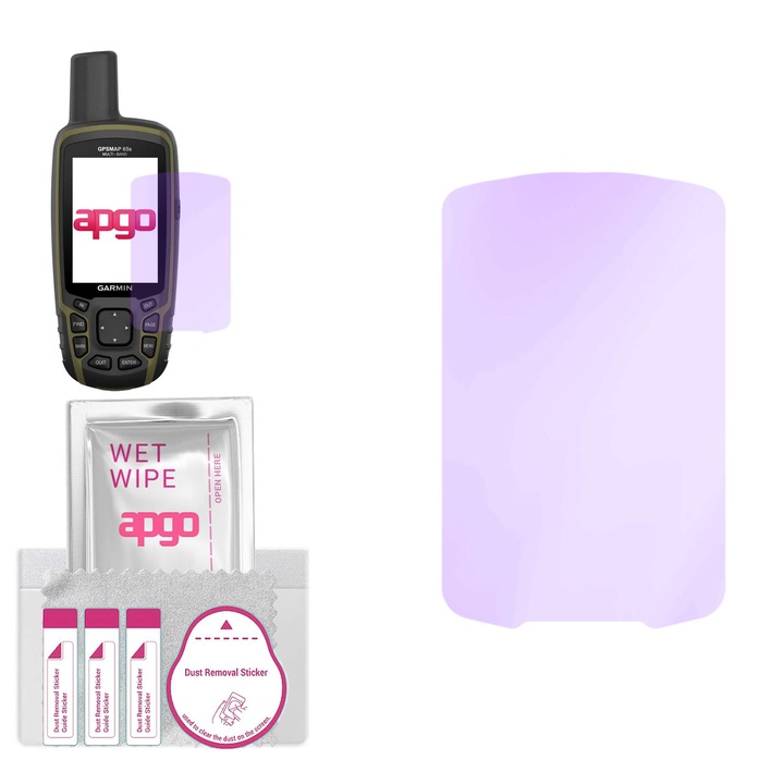 apgo ANTI-BLUE védőüveg Garmin GPSMAP 65s készülékhez – hibrid üveg, képernyővédő, fényes, pro flexible hibrid üveg, 9H, teljes ragasztó