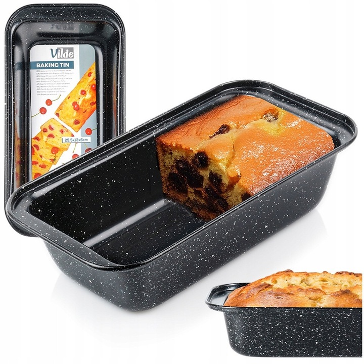 Tava Pentru Paine, Vilde, 25.5x13x6 cm, Otel Carbon Cu Strat De Granit, Rezistent La Temperaturi Ridicate Pana La 230°C, Coacere Uniforma, Curatare Usoara, Grafit