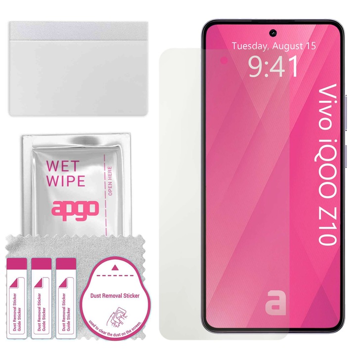 МАТОВ apgo защитен филм за Vivo iQOO Z10 – самозалепващ се, цял дисплей, хидрогел, устойчив на надраскване, лепило за цялото тяло, 5D