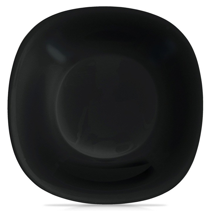 Farfurie De Pranz, Orion, 21.5x21.5x3.7 cm, Sticla, 650 Ml, Potrivita Pentru Masina De Spalat Vase Si Cuptorul Cu Microunde, Design Clasic, Negru