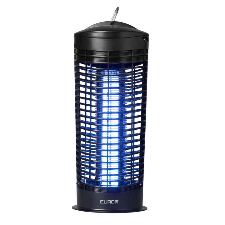Aparat electric anti-insecte Eurom, Fly Away 11-Oval, lampa UV, pentru muste si alte insecte zburatoare, potrivit pentru interior/exterior, poate fi agatat si de tavan, tava de colectare a insectelor, negru