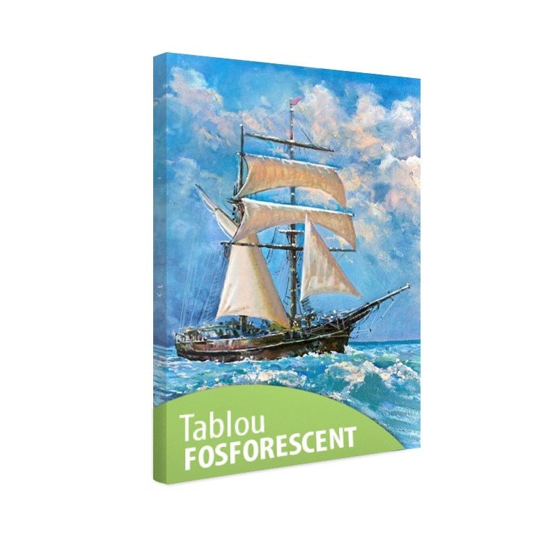 Tablou fosforescent Corabie cu panze, 90x52 cm