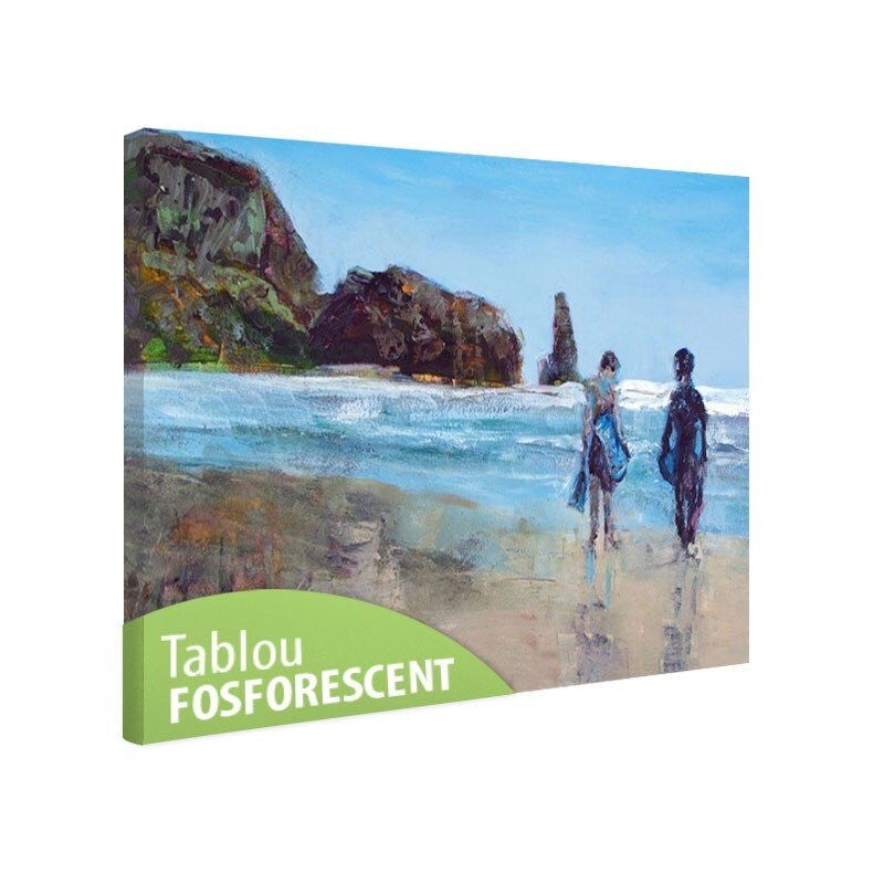 Tablou fosforescent Cuplu pe plaja, 90x52 cm