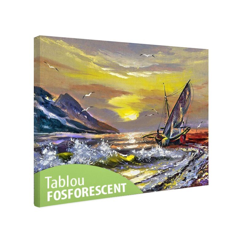 Tablou fosforescent Barca esuata, 120x80 cm