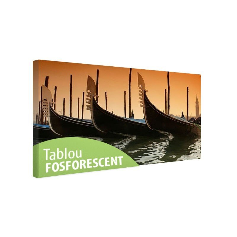 Tablou fosforescent Gondole in Venetia, 120x52 cm