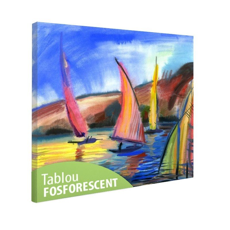 Tablou fosforescent Regata cu panze, 30x30 cm