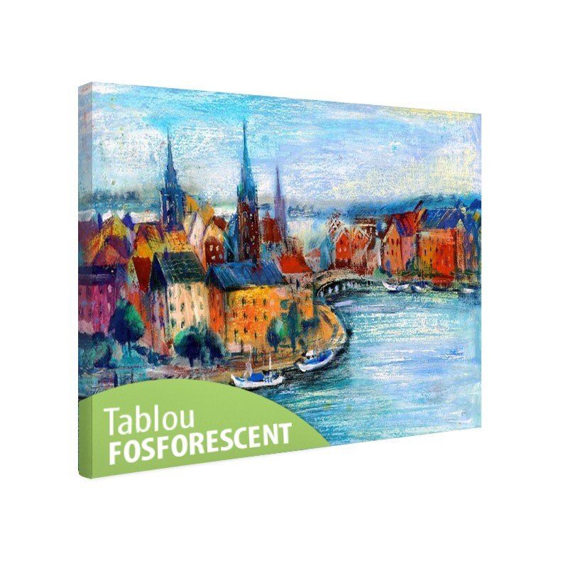 Tablou fosforescent Peisaj urban, 120x80 cm