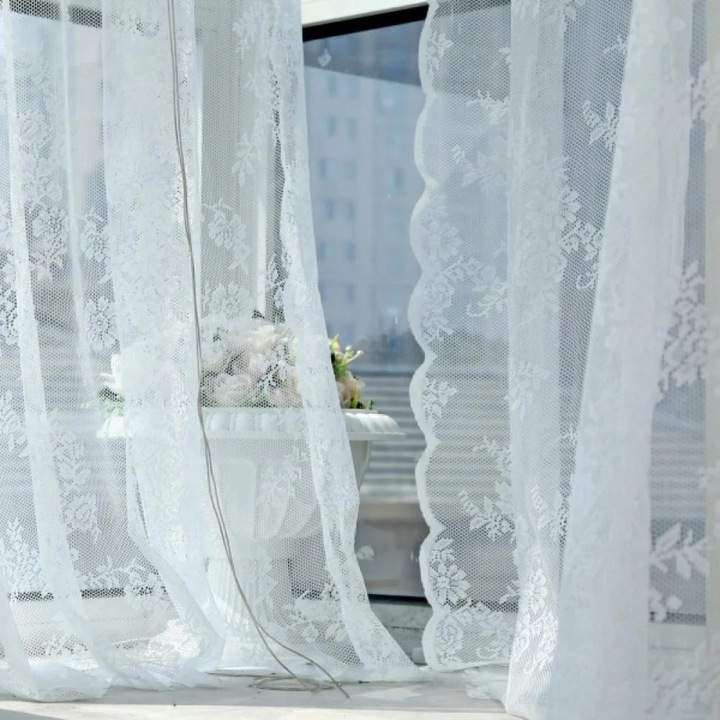 Perdele transparente pentru sufragerie, broderie florala, rustic alb, voile, perdea pentru fereastra, pentru dormitor, tija, tul floral, esarfe, valance