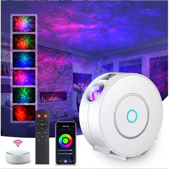 Proiector, projector laser, sapte culori, luminozitate reglabila, cronometru, fara zgomot, control app