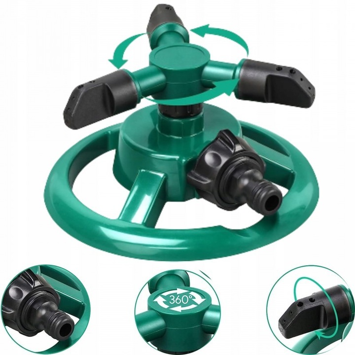 Градински разпръсквач, въртящ се, 3 регулируеми рамена за поливане на растения, JollyMag, OGR01