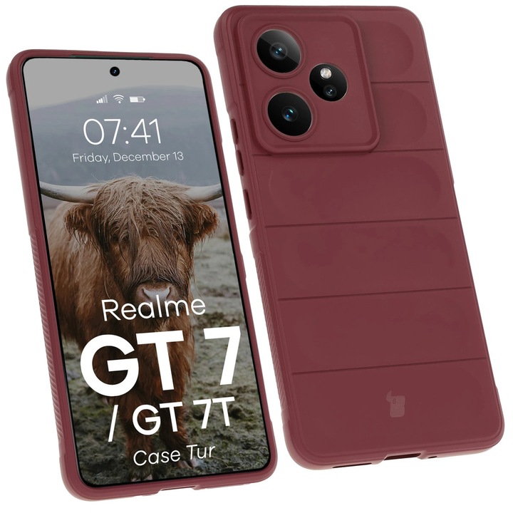 Калъф, Bizon Case Tur за Realme GT 7 / 7T, Бургундско