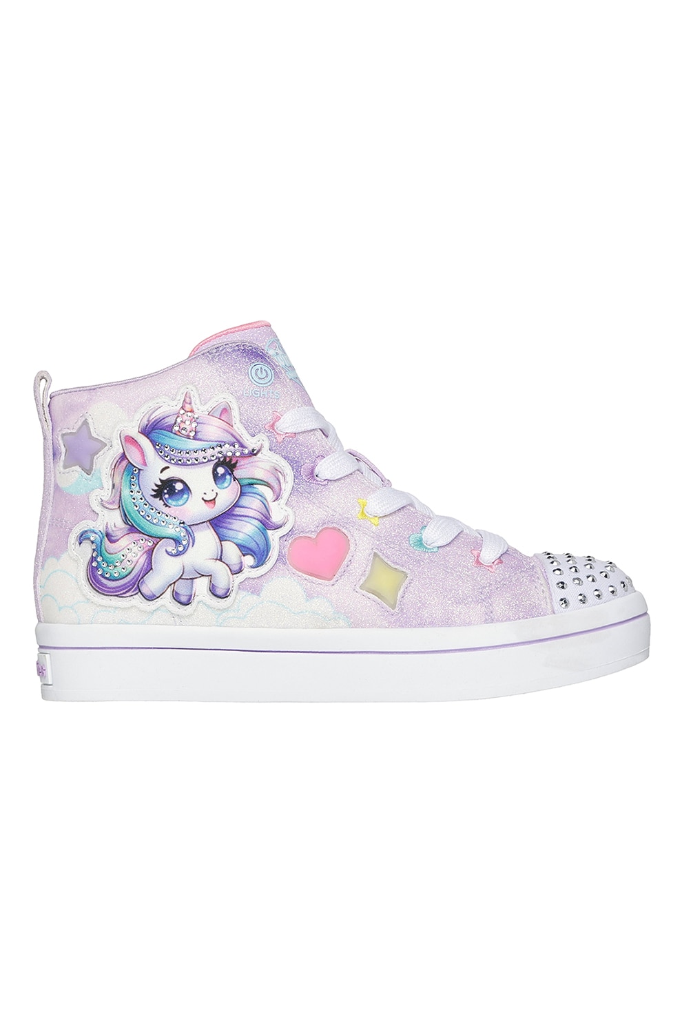 Skechers, Tenisi mid-high cu lumini led Twinkle Toes Twi-Lites 2.0, Albastru lavanda, Lila, 30 EU