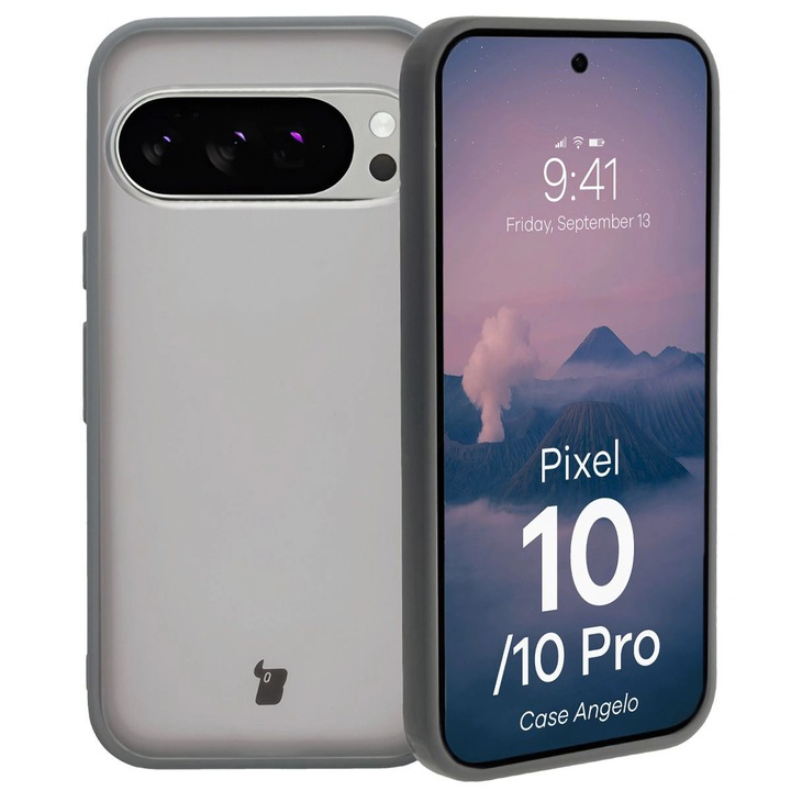 Husa Bizon Case Angelo pentru Google Pixel 10 / 10 Pro, gri translucid
