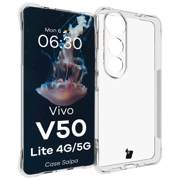 Калъф, Bizon Case Salpa за Vivo V50 Lite 4G/5G, Прозрачен