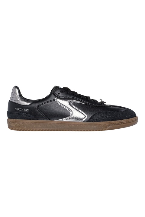 Skechers, Pantofi sport de piele ecologica Hotshot, Negru/Argintiu