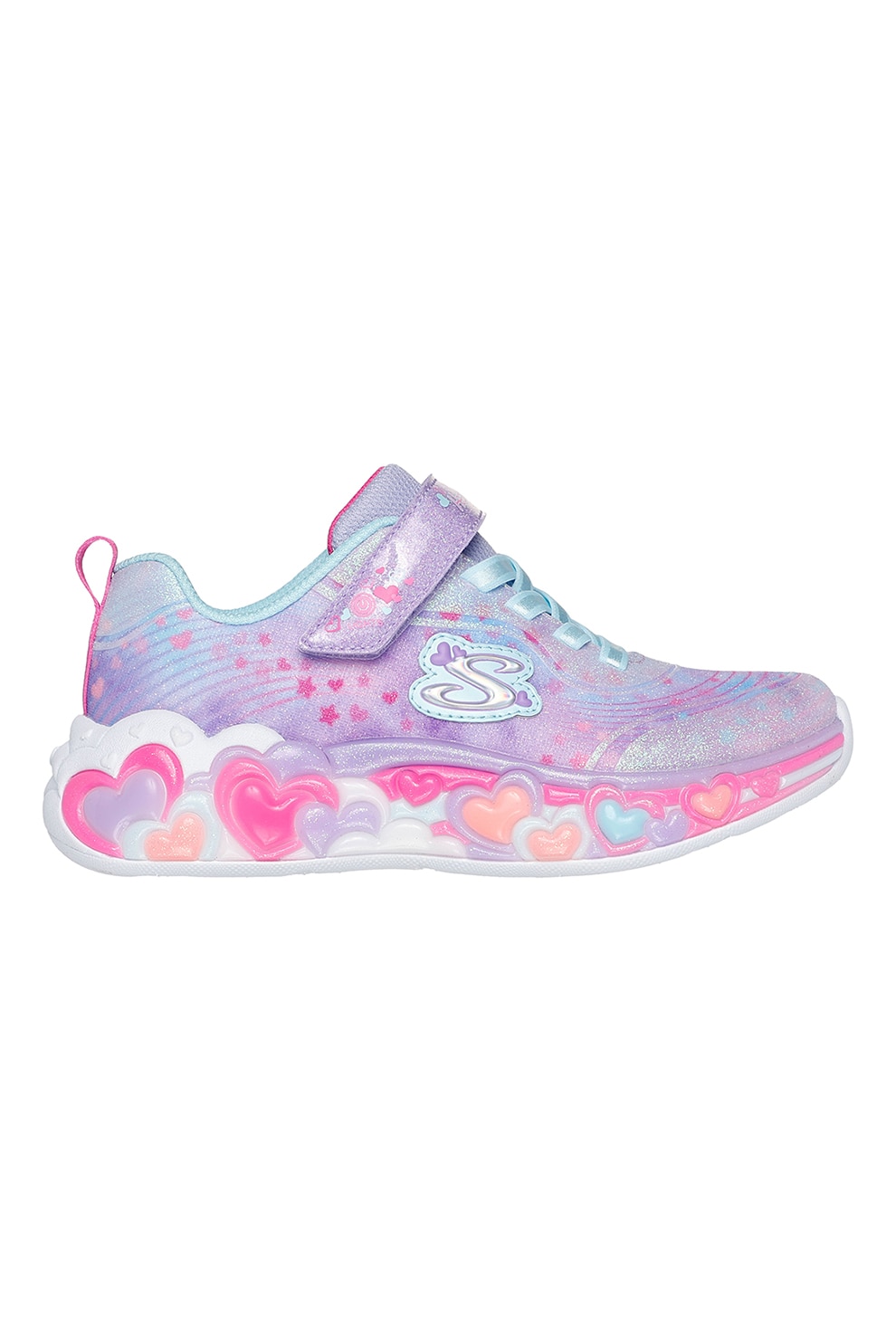 Skechers, Pantofi sport cu buton oprire/pornire S-Lights, Lila, 30 EU
