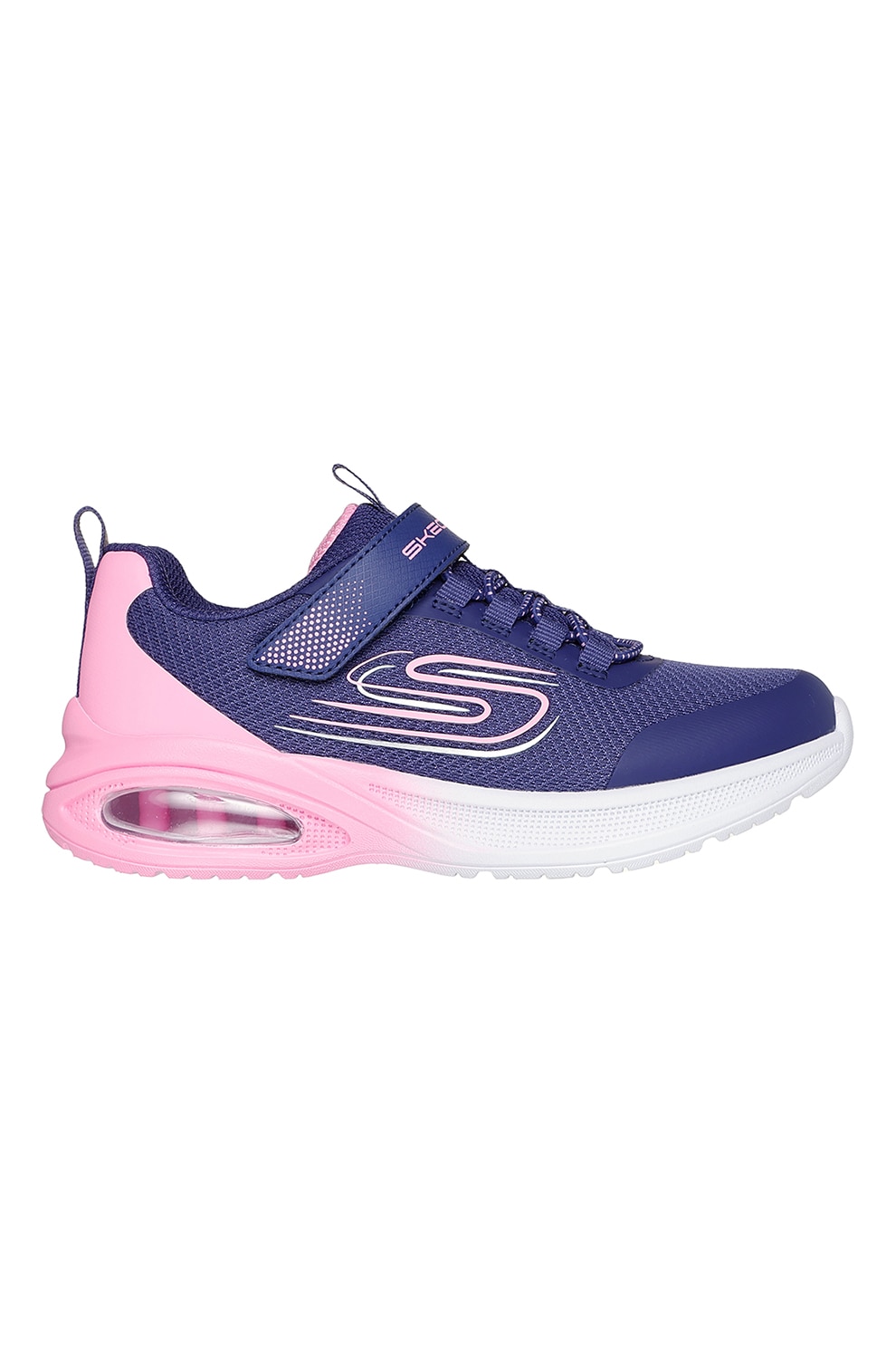 Skechers, Pantofi sport Microspec Max Advance - Fly 3, Roz pastel, Alb optic, Bleumarin, 33 EU