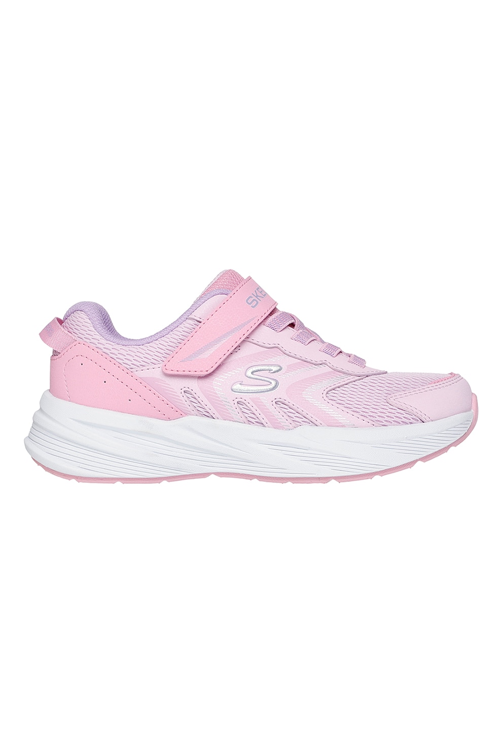 Skechers, Pantofi sport Microspec Tread cu velcro, Roz pastel
