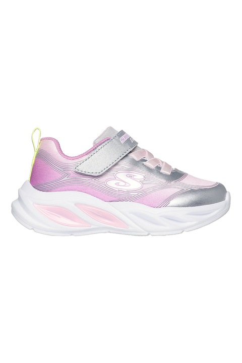 Skechers, Спортни обувки S-Lights Cosmic Glow с LED светлини, Пастелнорозов/Бял/Сребрист