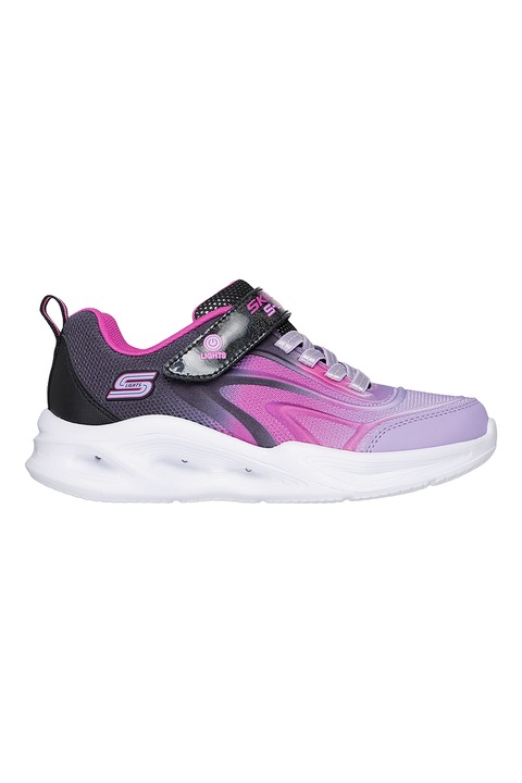 Skechers, Pantofi sport Sola Glow cu LED-uri, Negru/Fucsia/Lila