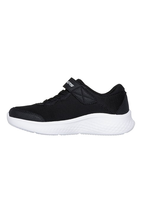 Skechers, Pantofi sport Skech-Lite Pro cu insertii de piele ecologica si velcro, Negru, Alb optic, 27 EU