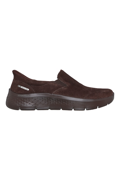 Skechers, Велурени спортни обувки Go Walk Flex- Rue тип Slip-Ins, Тъмнокафяв