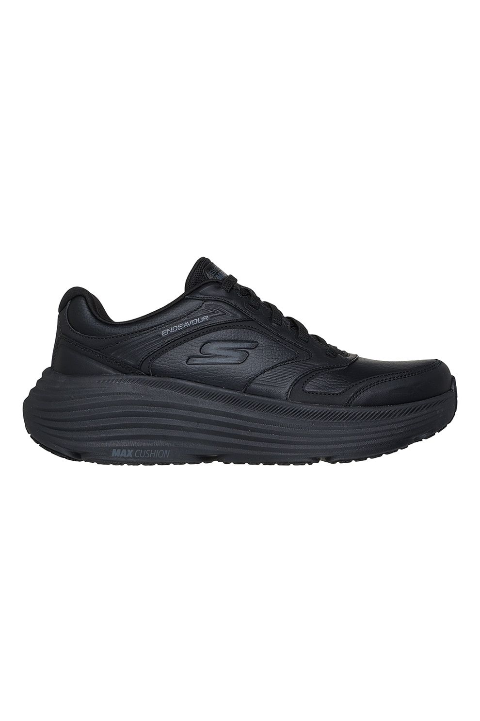Skechers, Pantofi Max Cushioning Endeavour de piele pentru alergare, Negru, 42
