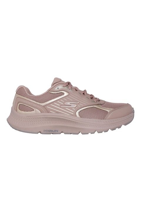 Skechers, Pantofi sport Go Run Consistent 2.0 - Advan din material textil cu garnituri de piele, Auriu/Maro taupe deschis