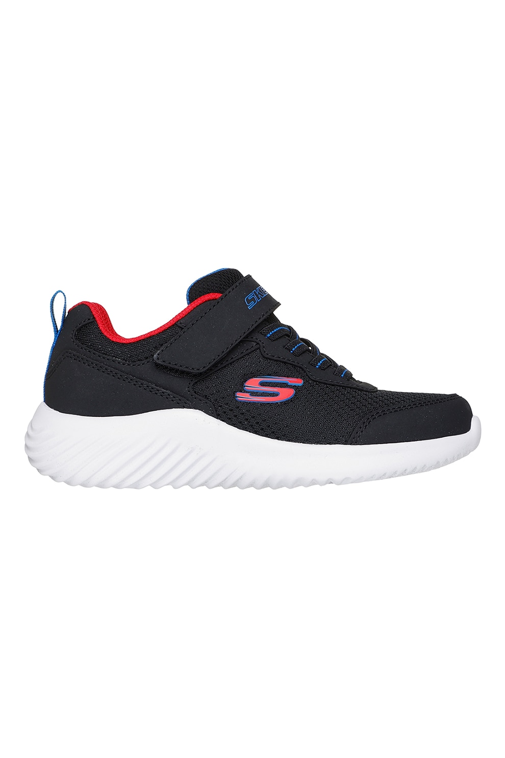 Skechers, Pantofi sport Bounder Techrox de plasa cu velcro, Rosu, Negru, Roz pastel, 30 EU