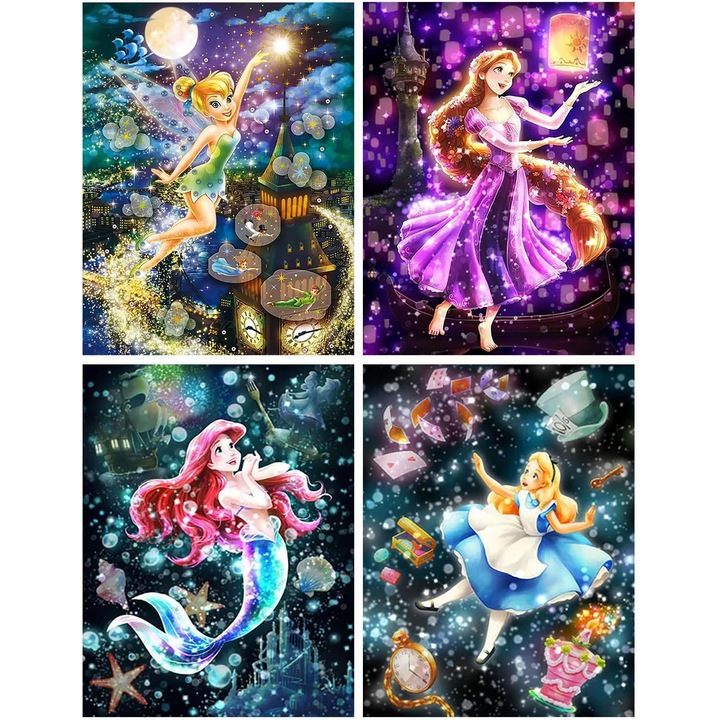 4 Seturi de artizanat OVERTANG, pictura cu diamante 5D, 30x40cm, decorare perete