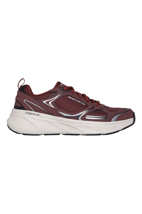 Skechers, Pantofi sport din plasa cu insertii din material sintetic Edgeride Exodis, Visiniu/Argintiu
