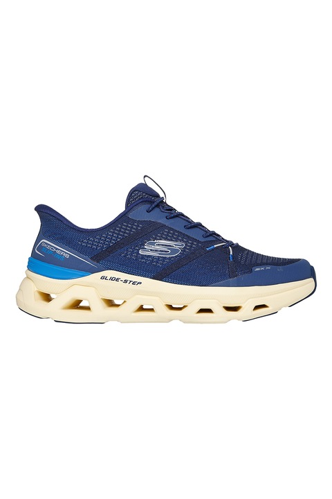 Skechers, Pantofi sport slip-ins din material textil Glide-Step Altus - Aphtur, Crem/Bleumarin