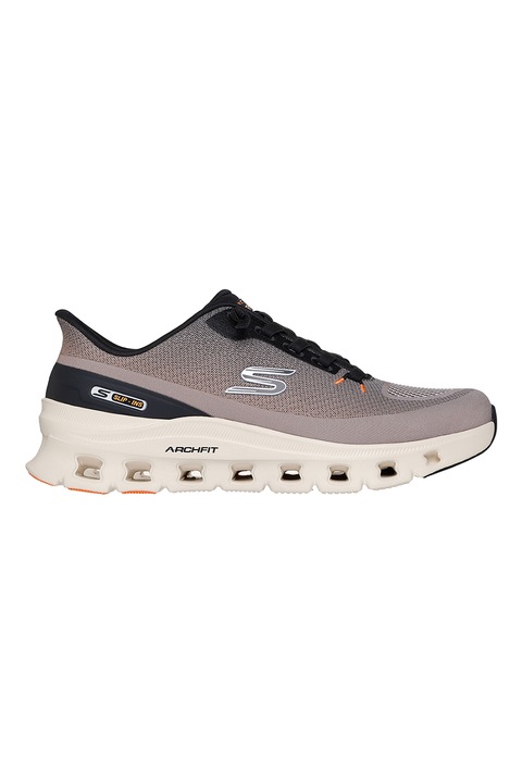 Skechers, Pantofi sport slip-ins cu logo Arch Fit Glide-Step Pro, Negru/Maro taupe deschis