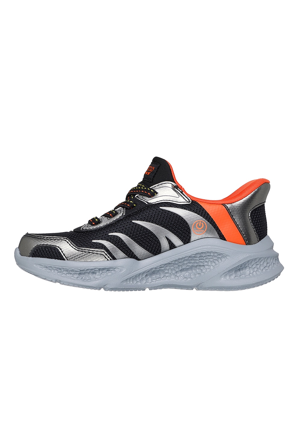 Skechers, Pantofi sport Meteor slip-ins cu LED-uri, Negru