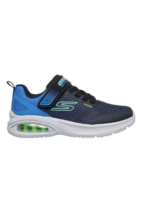 Skechers, Pantofi sport din plasa cu inchidere velcro Microspec Max Advance Squad, Turcoaz/Bleumarin