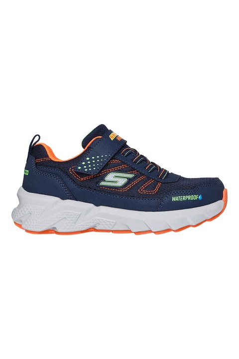 Skechers, Pantofi sport impermeabili din plasa cu detaliu logo Elite Sport Tread, Portocaliu/Bleumarin
