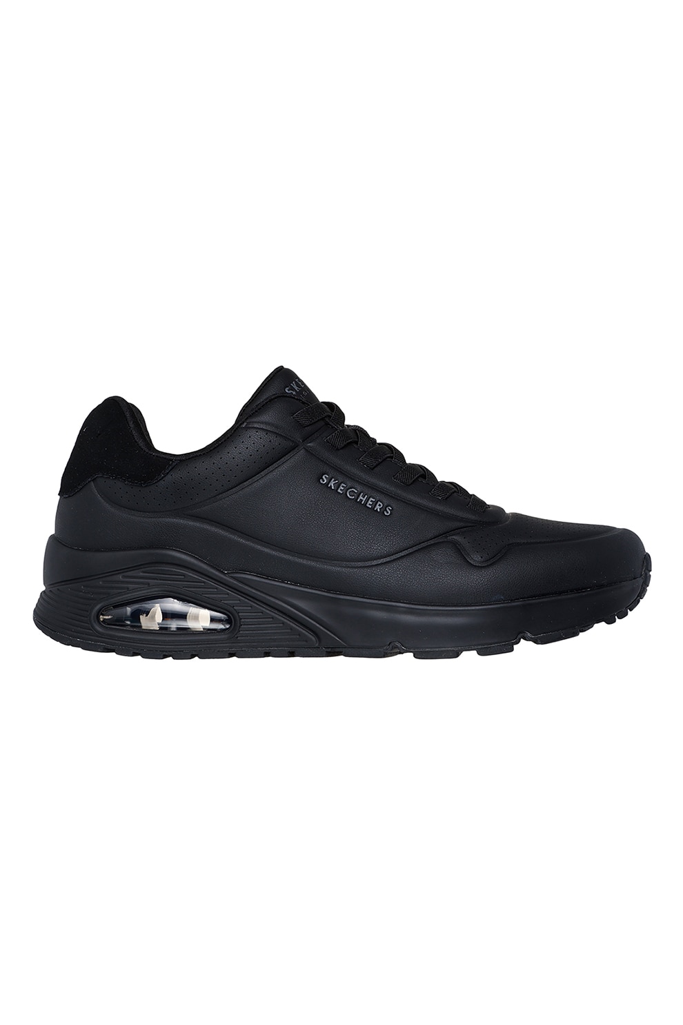 Skechers, Pantofi sport Uno-Tailored Air cu insertii de piele intoarsa, Negru
