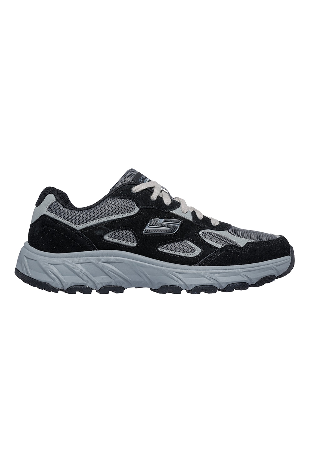Skechers, Pantofi din piele intoarsa pentru trekking Hilcrest 2.0 Cedar Wells, Negru, Albastru prafuit, 42