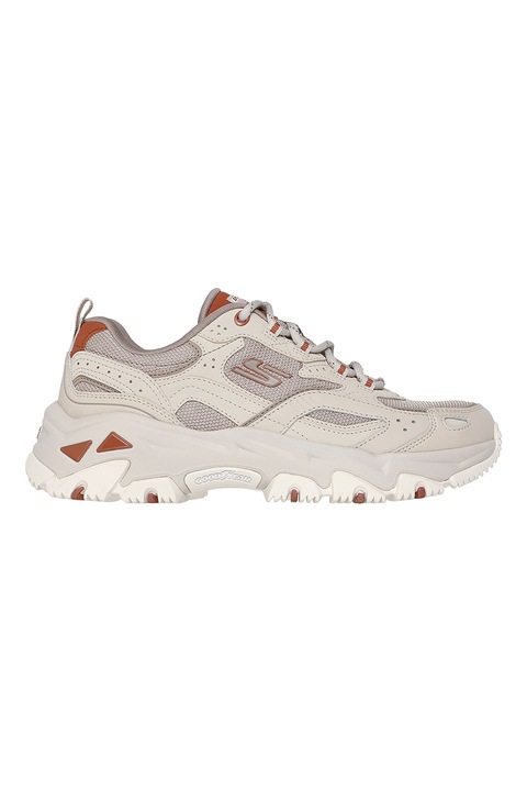 Skechers, Pantofi sport cu garnituri din piele D'Lites Hiker, Maro taupe deschis