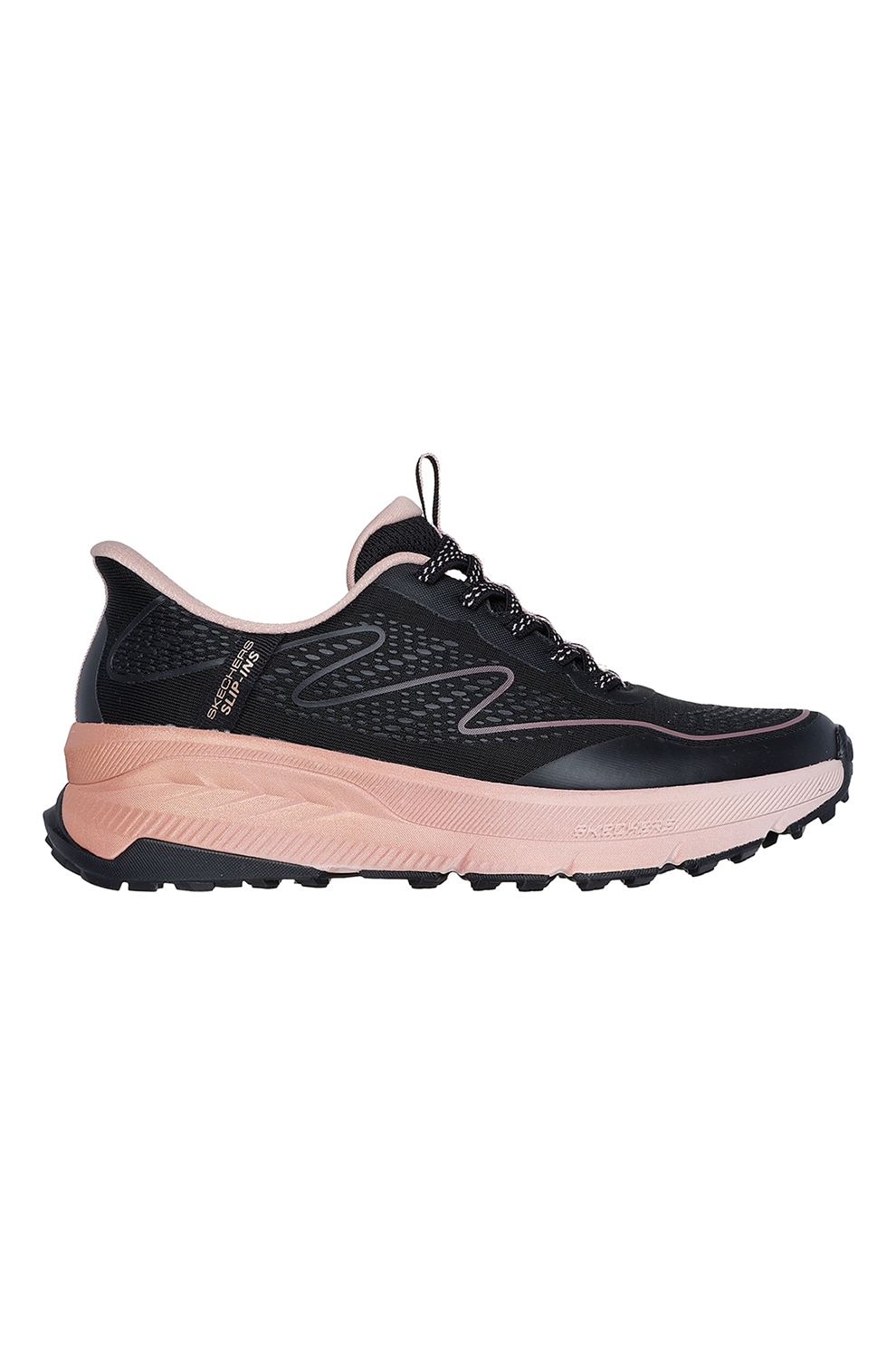 Skechers, Pantofi slip-in de alergare, Negru, Roz prafuit, 39