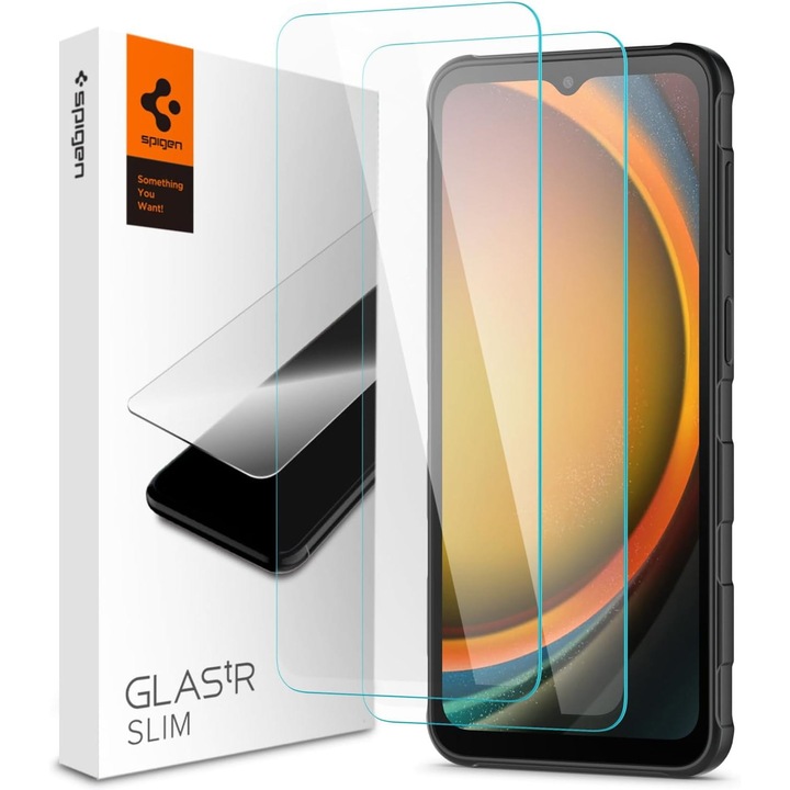 Стъклен протектор, Spigen Glas.tr Slim 2-Pack за Samsung Galaxy XCover 7 / 7 Pro, Прозрачен, 2 броя