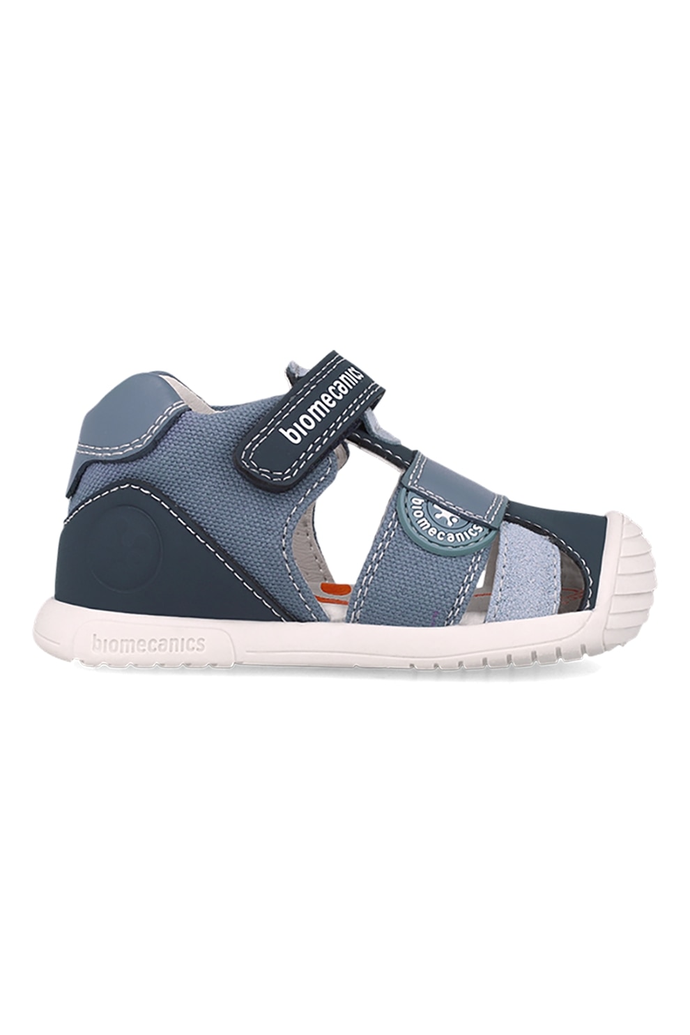 Biomecanics, Sandale cu velcro si model colorblock, Albastru inchis, 19 EU