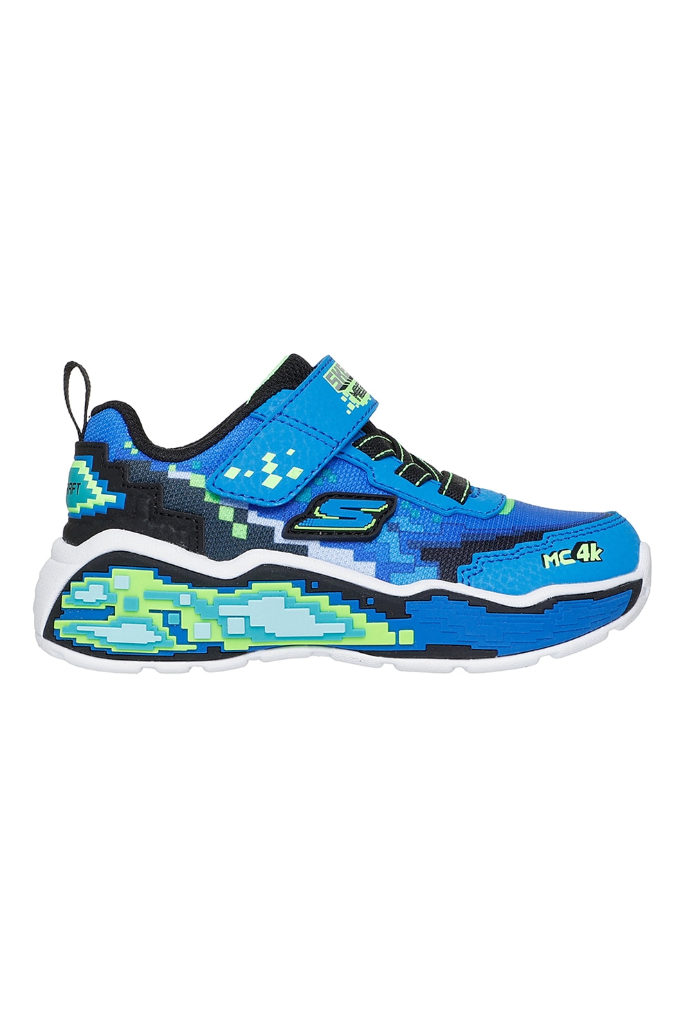 Skechers, Pantofi sport Mega Scene cu velcro, Albastru royal, Verde deschis, 23 EU