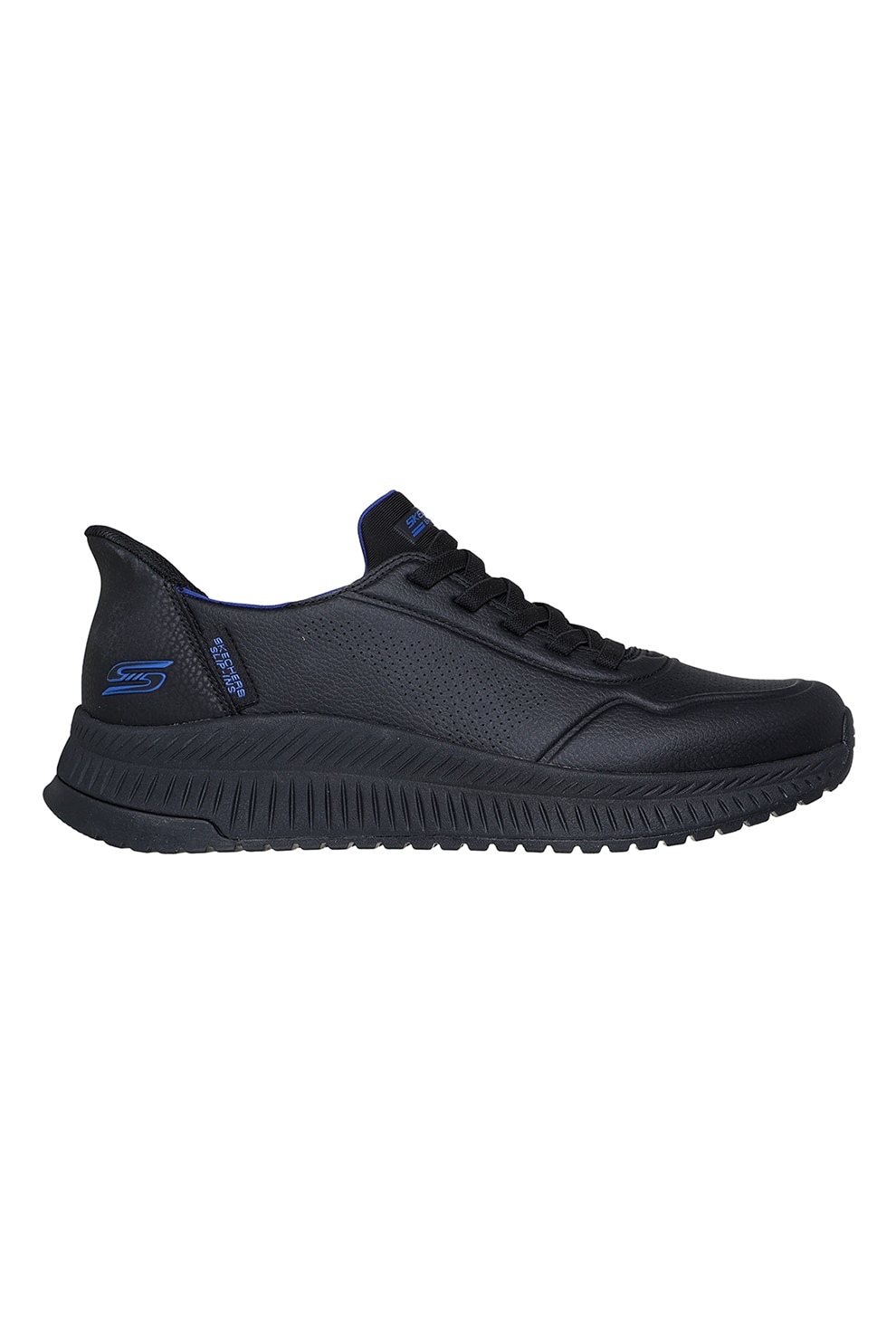Skechers, Pantofi sport Slip-ins™ Sport Squad de piele ecologica, Negru, Albastru royal, 41
