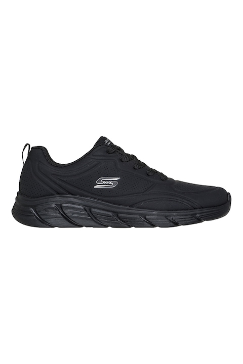 Skechers, Pantofi sport Bobs B Flex de piele ecologica, Negru