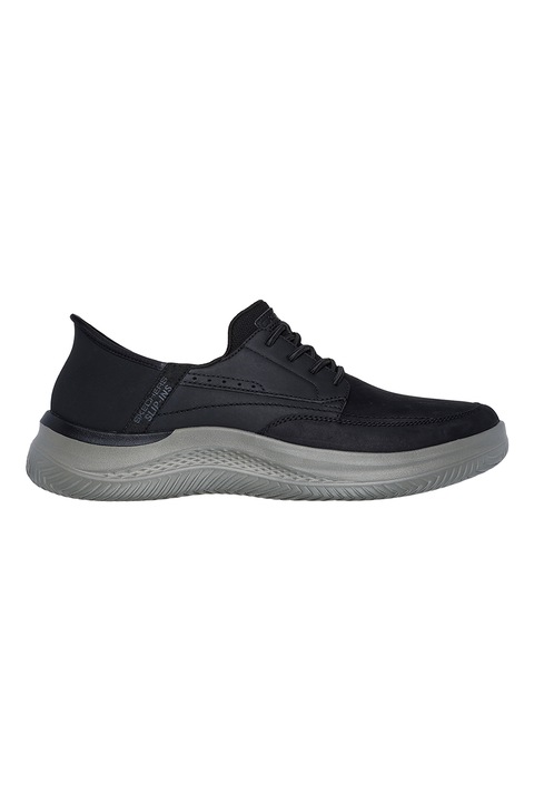 Skechers, Pantofi sport Hasting Rory Slip-ins® din piele si piele ecologica, Negru